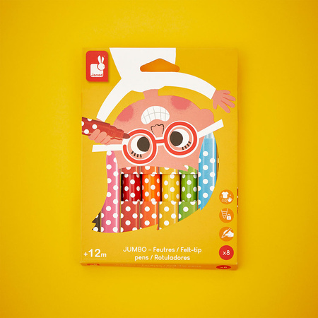 Janod Flamastry Jumbo 8 kolorów 12m+