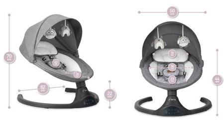 MoMi Kenani Leżaczek Bujaczek Elektryczny z Pilotem Dark Grey