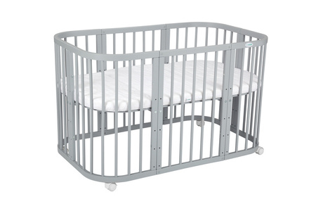 Waldin Łóżeczko Dziecięce 7w1 z Materacem Szare