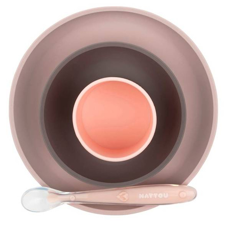 Nattou Zestaw Naczyń Silikonowych bez BPA, 4 szt. Różowo-Fioletowy