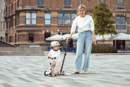 Scootandride Highwaykick 1 Push and Go 2w1 Jeździk i hulajnoga z rączką do prowadzenia 1-5 lat Ash + Kask