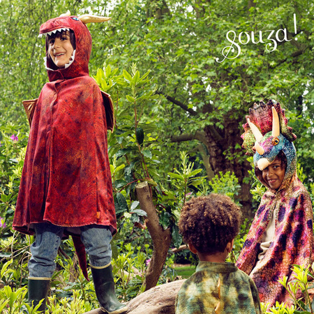 Souza! Kostium peleryna z kapturem - maską czerwony smok Red dragon 4-7 lat