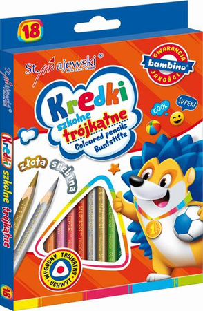 St. Majewski Kredki Ołówkowe Trójkątne Bambino 18 Kolorów