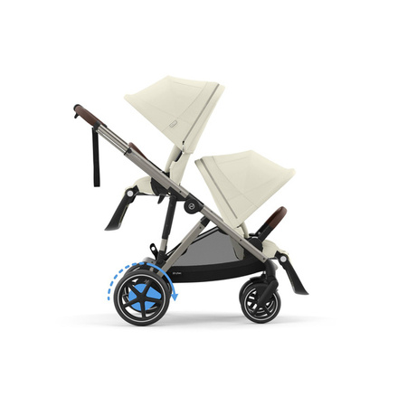 Cybex E-Gazelle S Wspomagany Wózek Spacerowy Bliźniaczy Seashell Beige
