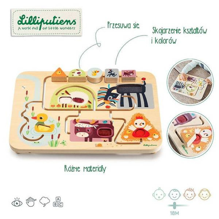 Lilliputiens Drewniana Tablica Labirynt Sensoryczny Farma 18 m+