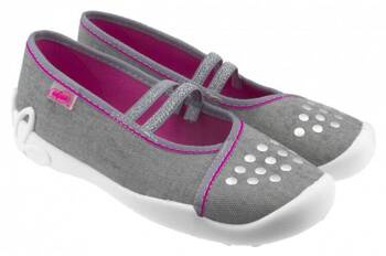 Befado Tekstylne Balerinki Dziewczęce Szare