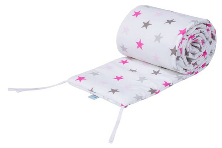 Waldin Łóżeczko Dostawne 2w1 z Wyposażeniem S17 Natural / Gwiazdki Różowe