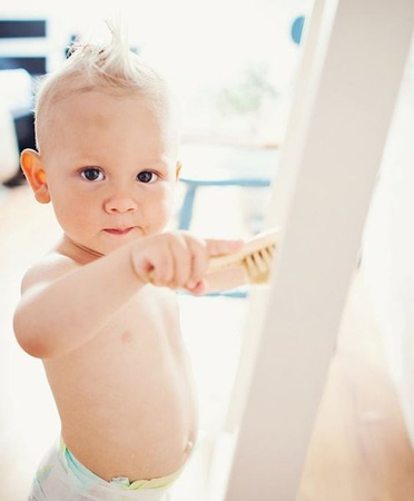 Lullalove Szczotka Włosie Kozie + Myjka Pieluszka Muślinowa Zielnik Róż