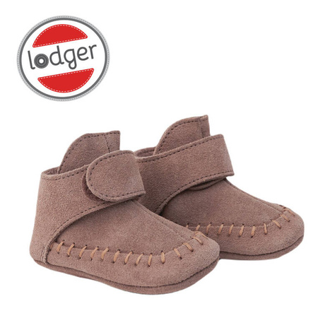 Lodger Skórzane buciki dla niemowląt brązowe Walker Mocassin Beaver r. 20