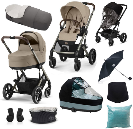 Cybex Balios S Lux 2.0 Wózek Głęboko Spacerowy Almond Beige MEGA ZESTAW 10w1