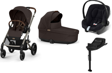 Cybex Balios S Lux 2.0 Wózek Głęboko-Spacerowy Chocolate Brown + Cybex Aton B2 i-Size Fotelik Samochodowy 0-13kg + Baza One Volcano Black
