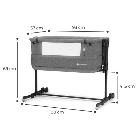 Kinderkraft Neste Grow Łóżeczko Dostawne Dark Grey