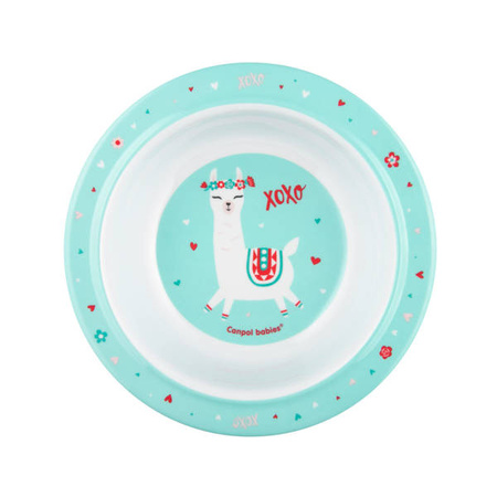 Canpol Babies Miseczka Melaminowa z Przyssawka 270 ml + Zestaw Łyżeczek z Melaminy 2 szt Exotic Animals 4/519 Turkusowy