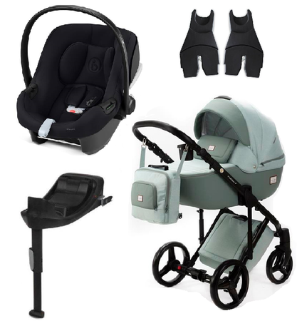Adamex Luciano Wózek Głęboko-Spacerowy PS25 + Cybex Aton B2 i-Size Fotelik 0-13kg + Baza + Adaptery