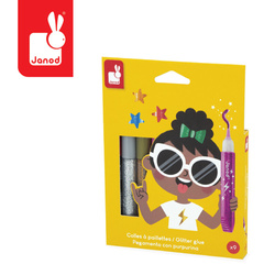 Janod Klej z brokatem w tubkach 9 kolorów 3+