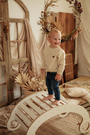 GUGI Bujak Drewniany Montessori XL + Poduszka Beżowa