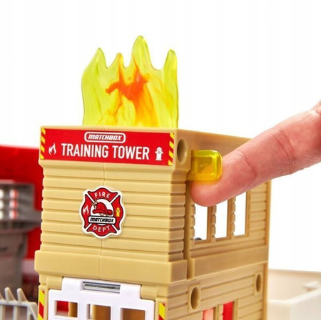 Matchbox Prawdziwe Przygody Remiza Strażacka Zestaw Światła i Dźwięki HBD76 HBL74