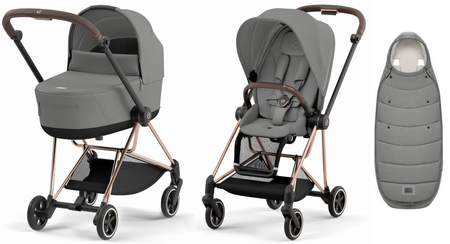 Cybex Mios 3.0 Wózek Głęboko-Spacerowy Mirage Grey + Cybex Platinum Śpiworek