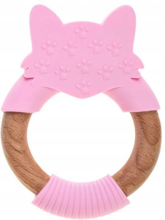 Bocioland Gryzak Drewniano-Silikonowy Lisek Różowy BOC0520