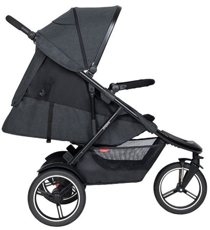 Phil&Teds Dash Wózek Głęboko-Spacerowy + Fotelik Alpha 0-13kg Zestaw 3w1 Szary