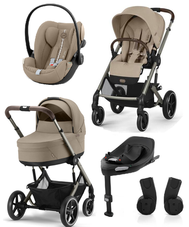Cybex Balios S Lux 2.0 Wózek Głęboko-Spacerowy Almond Beige + Cloud G I-Size Fotelik Samochodowy 0-13kg + Baza G + Adaptery