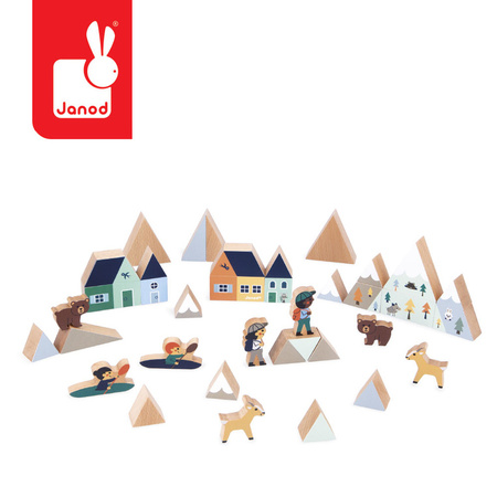 Janod Zestaw klocków i figurek 35 el. Góry Cross Roads 2+