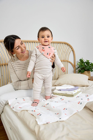 Lassig Bambusowa pieluszka otulacz Zestaw 3 szt. 80x80cm Happy Fruits cherry