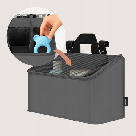 Lionelo Sidepocket Medium Organizer na łóżeczko wiszący przybornik 43x15x23 Grey