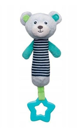 Canpol Babies Pluszowa Zabawka Z Piszczkiem I Gryzakiem 0+ Bears Szara Niebieski