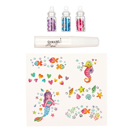 Souza! Tatuaże brokatowe z kryształkami Syrenka 5 el.