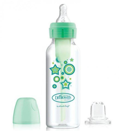 Dr Brown's Zestaw "Od Butelki Do Kubka" (Zestaw Zawiera: Butelka Standard 250 ml options + Dekor, Ze Smoczkiem +6 Miesięcy i Ustnikiem Niekapkiem Zielony