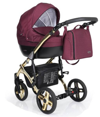 Kunert Mila Premium Wózek Głęboko-Spacerowy 2w1 Jeans + Krem Złota Rama Koła Żelowe