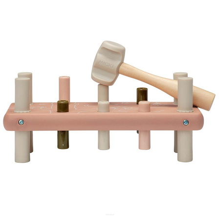 Micki Drewniana Przebijanka z Gumowym Młotkiem Różówy