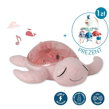 Cloud B Tranquil Aqua Lampka Nocna z Projekcją Świetlną Żółw Podwodny Różowy