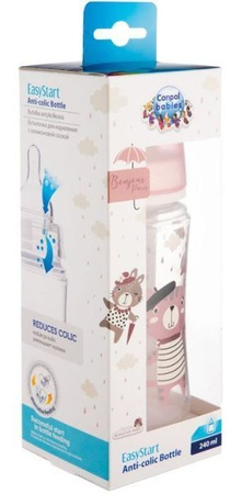 Canpol Babies Easy Start Bonjour Paris Butelka Szeroka Antykolkowa 240 ml 35/232 Pink