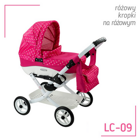 Adbor Lily Wózek dla Lalek Różowy Kropki Lc-09