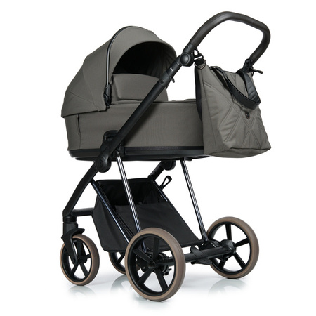 Roan Ivi 2.0 Vintage Wózek Głęboko-Spacerowy Praline + Cybex Aton B2 i-Size Fotelik Samochodowy 0-13kg + Baza One Volcano Black