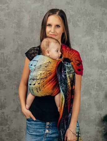 LennyLamb Chusta Kółkowa Splot Żakardowy Noszenia Dzieci Symfonia Tęczowa Dark 1,8m 100% Bawełna