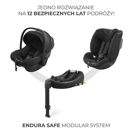 Kinderkraft Zestaw 3w1 Endura Safe Modular System Fotelik Samochodowy 0-36 kg Black
