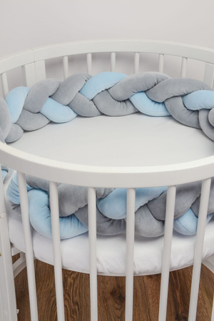 SenLove Ochraniacz do Łóżeczka Warkocz 420 Szaro-Niebieski
