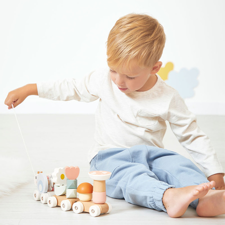 Janod Magnetyczny pociąg z klockami i grzechotką do ciągnięcia Ślimak Sweet Cocoon 12m+