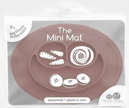 EZPZ Silikonowy Talerzyk Z Podkładką Mały 2w1 Mini Mat Brązowy
