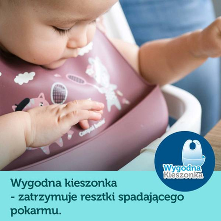 Canpol Babies Śliniak Sylikonowy z Kieszonka Bonjour Paris 74/027 Beżowy