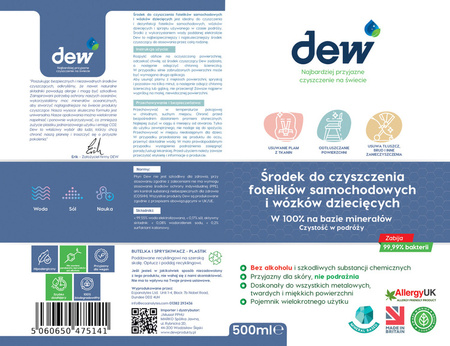 Dew Środek Do Czyszczenia Fotelików Samochodowych i Wózków Dziecięcych 500ml