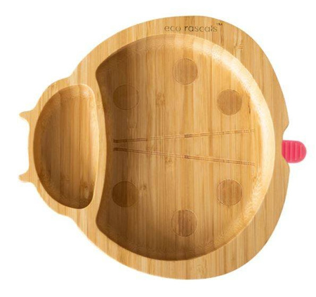 Ecorascals Miseczka Bambusowa Czerwona Biedronka z Przyssawką