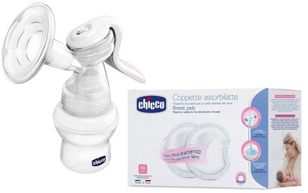 Chicco Natural Feeling Laktator Manualny + Wkładki Laktacyjne 60 szt.