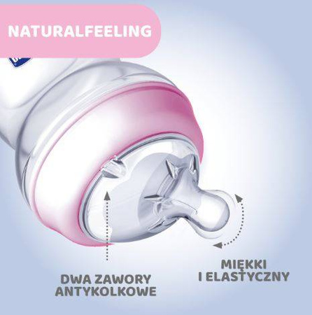 Chicco Butelka Natural Feeling Plastikowa 2m+ 250 ml Girl