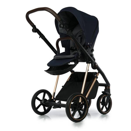 Roan Ivi 2.0 Wózek Głęboko-Spacerowy Rama Rose Gold Mystic Blue + Cybex Aton B2 i-Size Fotelik Samochodowy 0-13kg + Baza One Volcano Black