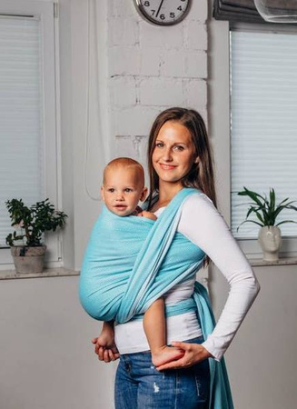 LennyLamb Moja Druga Chusta Do Noszenia Dzieci, Tkana Splotem Jodełkowym M Mała Jodełka Turkusowy