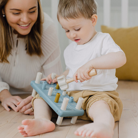 Micki Drewniana Przebijanka z Gumowym Młotkiem Niebieski